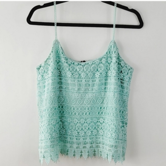 DIVIDED H&M Lace Mint Green Tank Top Size Medium - Picture 2 of 3